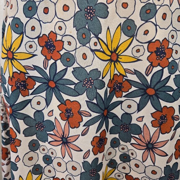 Roolee Size XS Earth Toned Floral Print A-Line Skirt Elastic Back Side Zip Lined - Picture 3 of 11